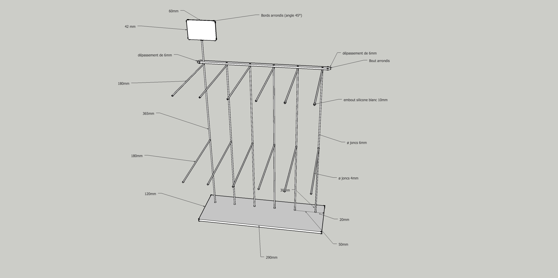 modélisation 3D d'un présentoir pour porte clésà 12 branches 