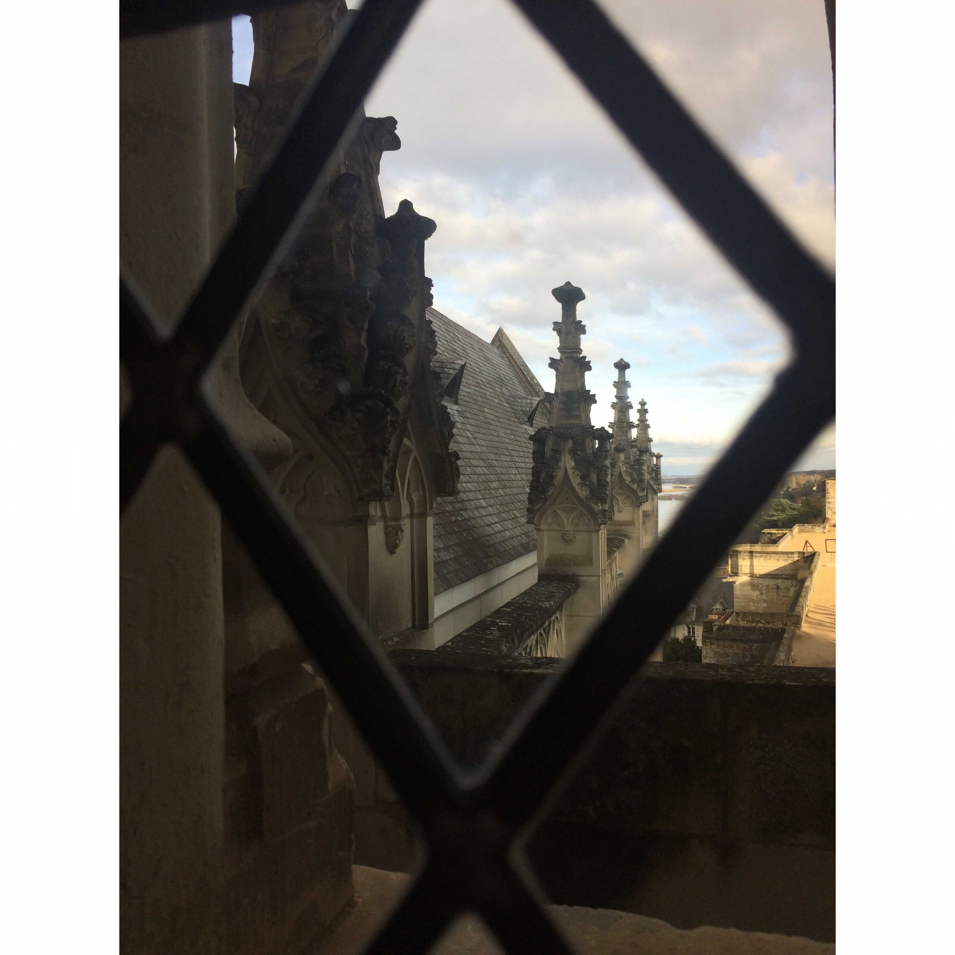 vue à travers les fenêtre du château df'Amboise 