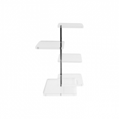 Présentoir plexiglas pétale carré - Diamètre des plateaux 12cm Hauteur de tige 30cm