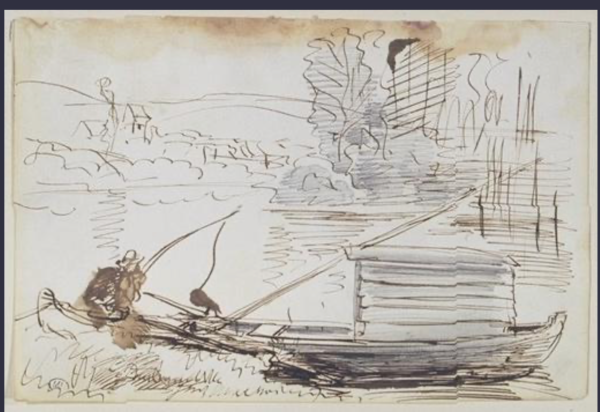 croquis du botin le bateau atelier de Daubigny 